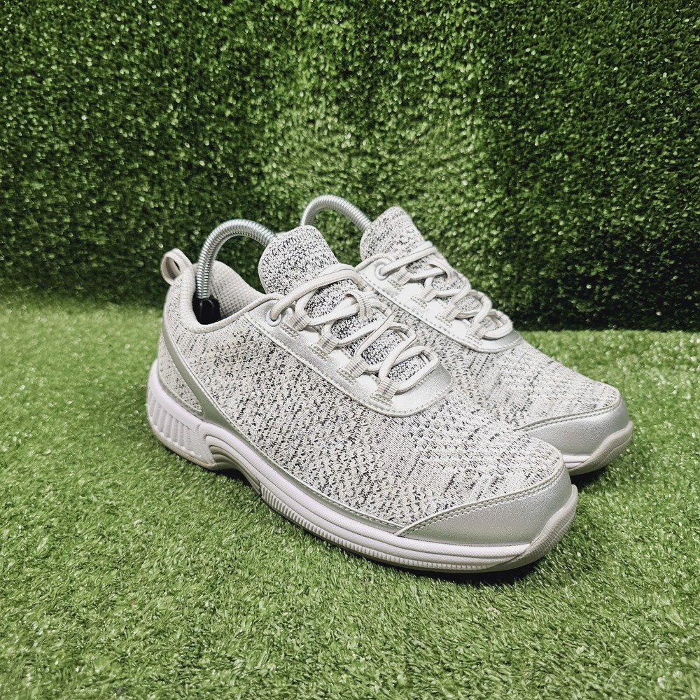 Orthofeet 982 Sandy Gray‎ Silver Knit Comfort Orthopedic Shoes Womens Size 8 B